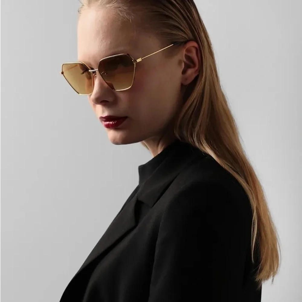 NEW BALENCIAGA BB0194S 002 GOLD GEOMETRIC WOMEN SUNGLASSES BALENCIAGA - Picture 1 of 10